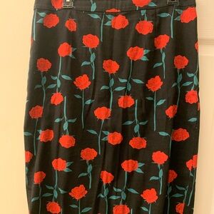 Collectif Rose Print Pencil Skirt